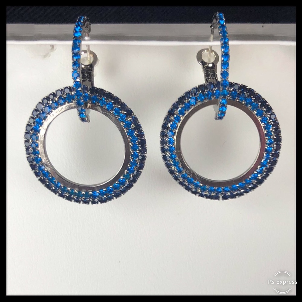 STUNNING BLUE RHINESTONE EARRINGS